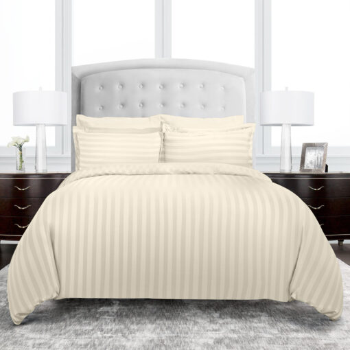 strip duvet cover made of premium micro fabric in beige color