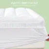 fitted mattress topper bed topper mattress pad white color on white mattress, back pain, comfort and support to the mattress, Crafted with premium materials, moisture-wicking fabric keeps you cool and comfortable