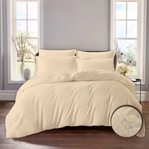 Comforter set Velvo Salva, king and single sizes, made of luxurious polyester and microfiber blend, includes duvet cover, duvet, fitted sheet, pillow sham and pillow case, beige color