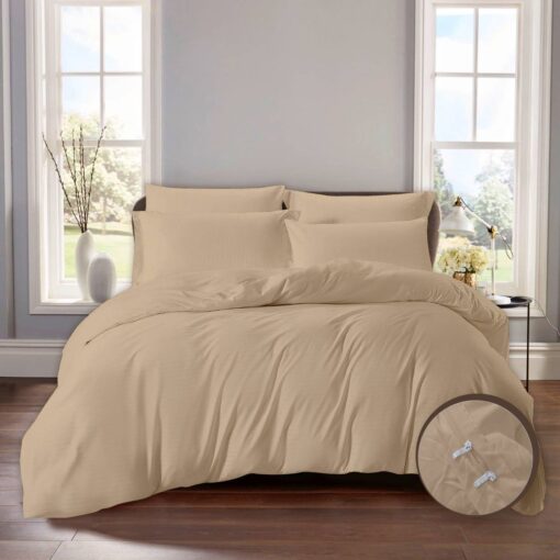 Comforter set Velvo Salva, king and single sizes, made of luxurious polyester and microfiber blend, includes duvet cover, duvet, fitted sheet, pillow sham and pillow case, brown color
